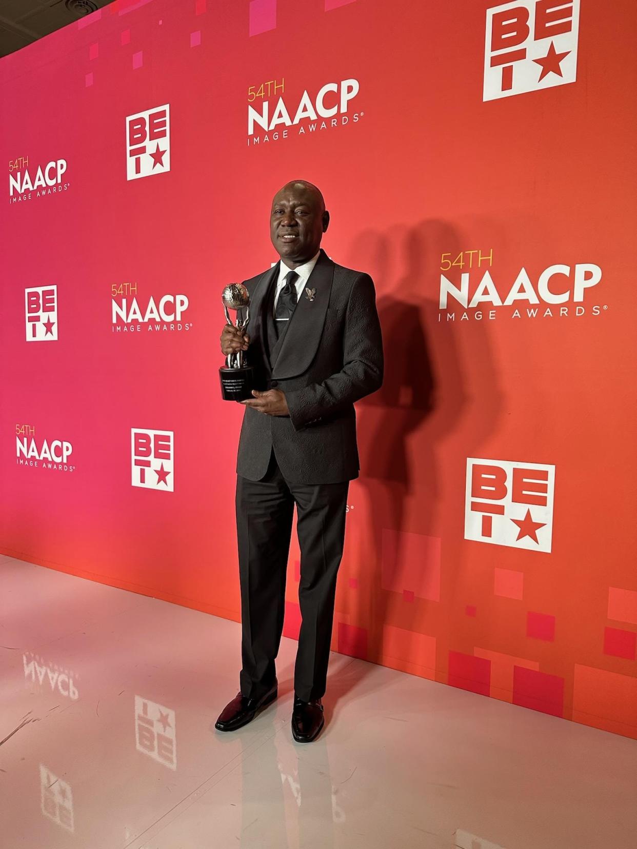 Civil Rights Attorney Ben Crump receives the Social Justice Impact Award at Sunday's 54th NAACP Image Awards in Pasadena, California.