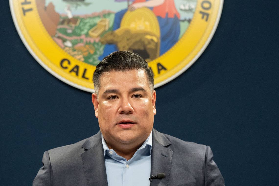 California Insurance Commissioner Ricardo Lara speaks at a press conference at the state Capitol in September.