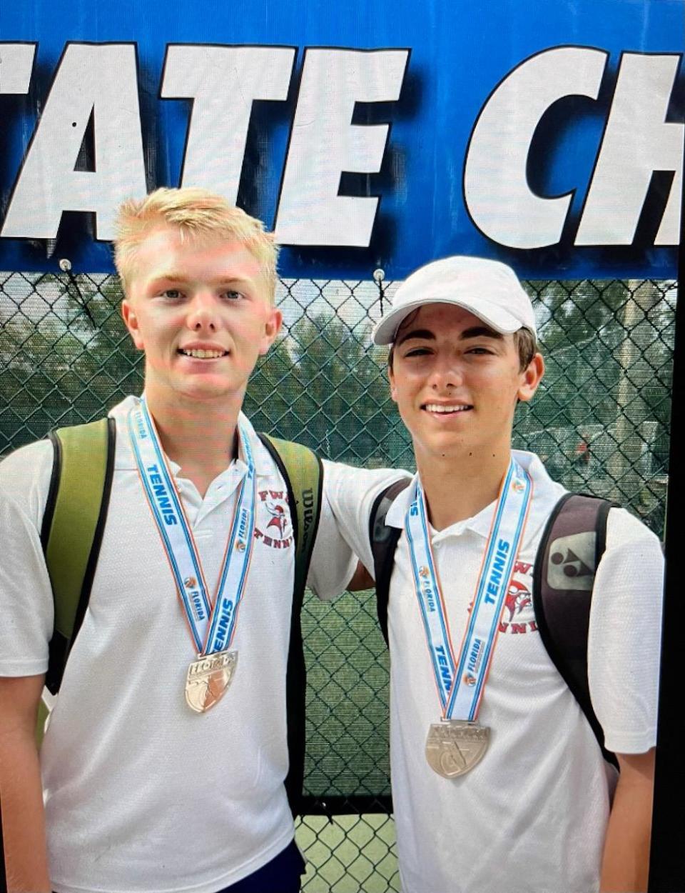 Fort Walton Beach's Ryan Roberson, left, and Cole Armstrong won the 3A state doubles title.