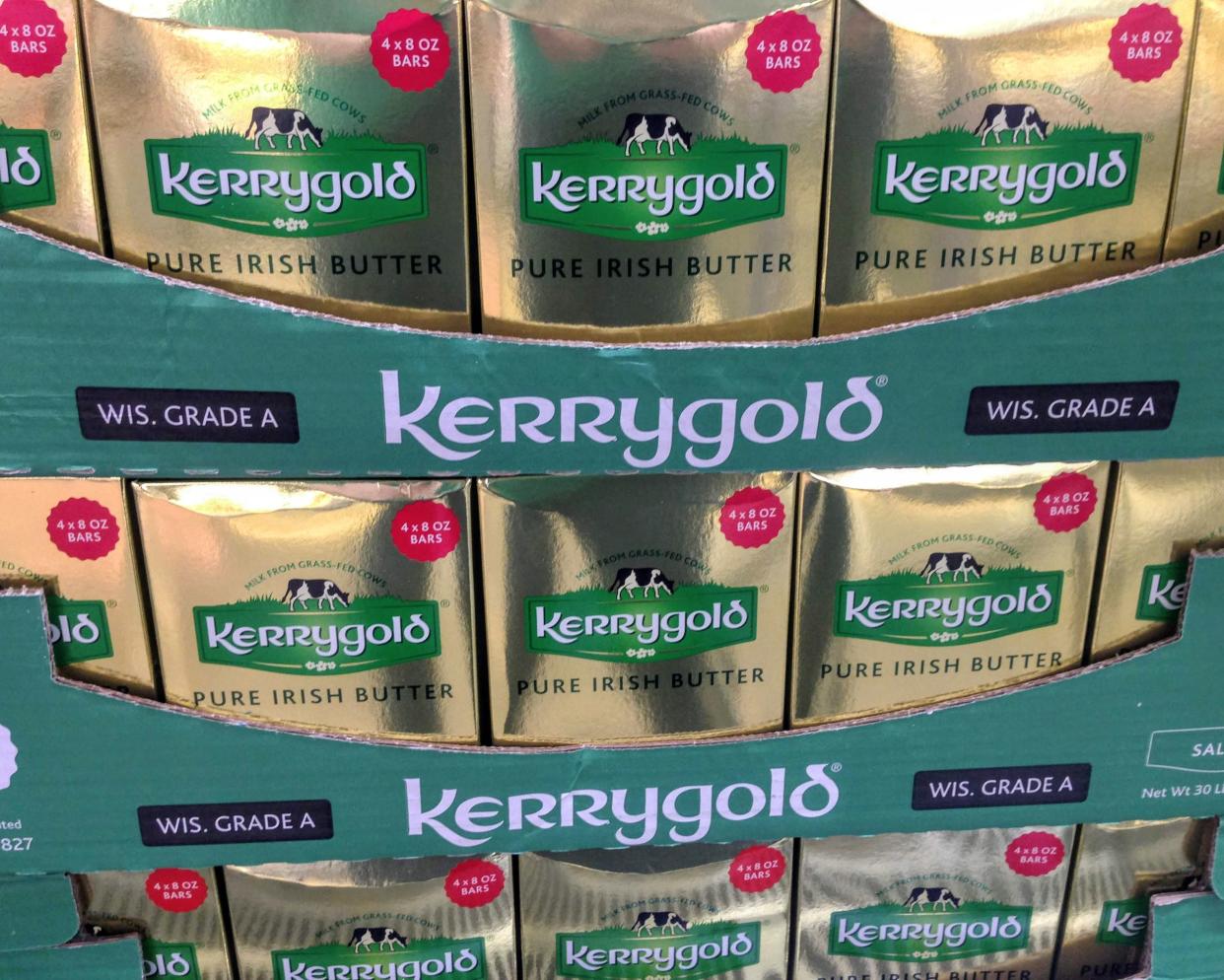 Kerrygold Imported Pure Irish Butter on shelf at Costco