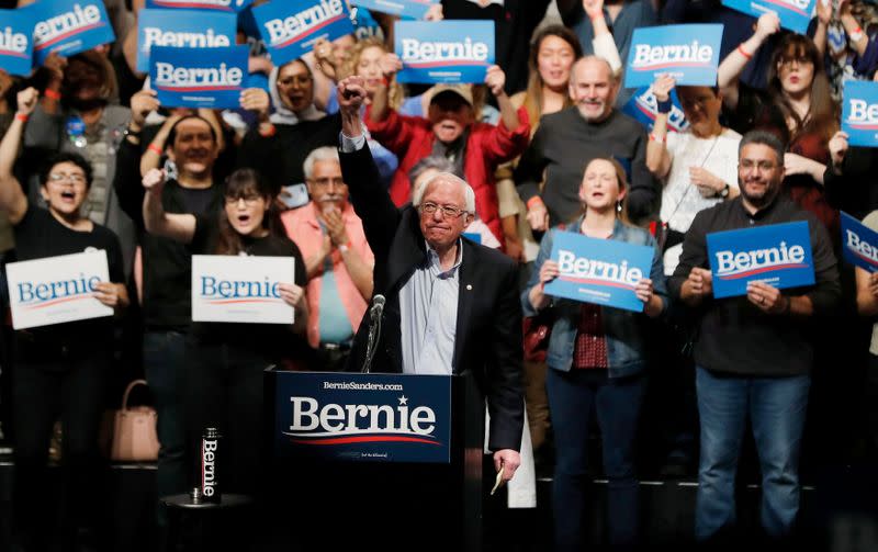 U.S. Democratic presidential candidate Senator Bernie Sanders addresses his first campaign rally after the Nevada Caucus in El Paso