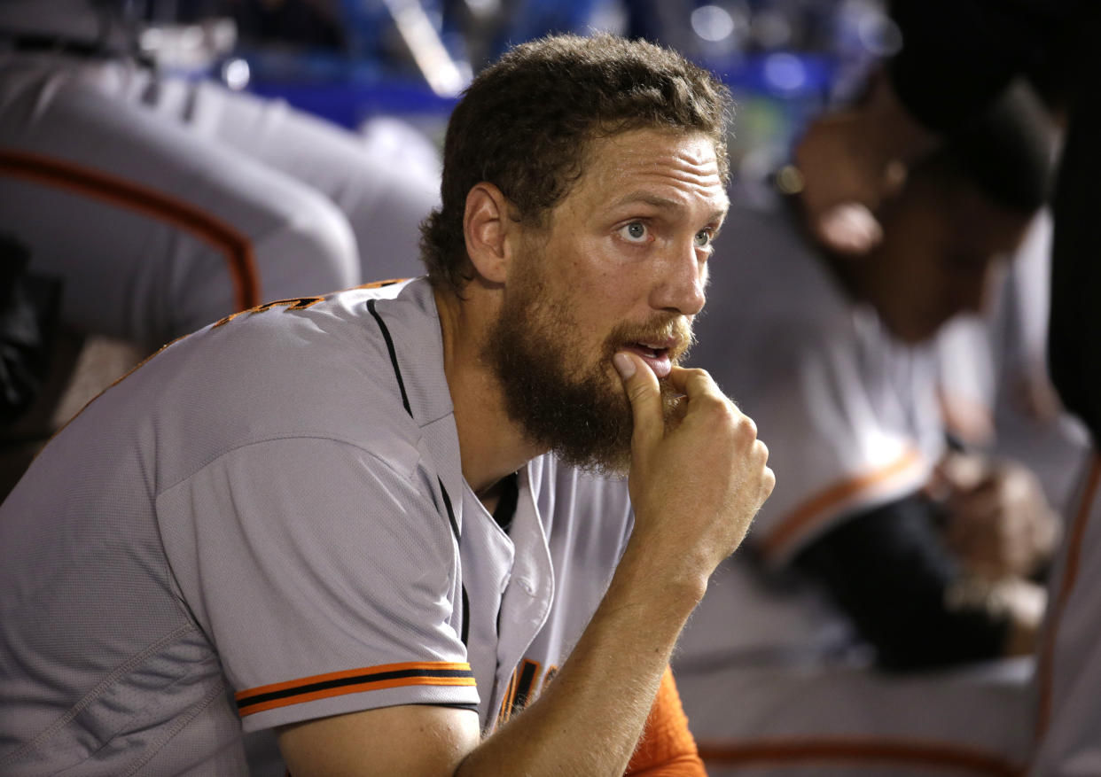 Hunter Pence has a good sense of humor, at least. (AP Photo)