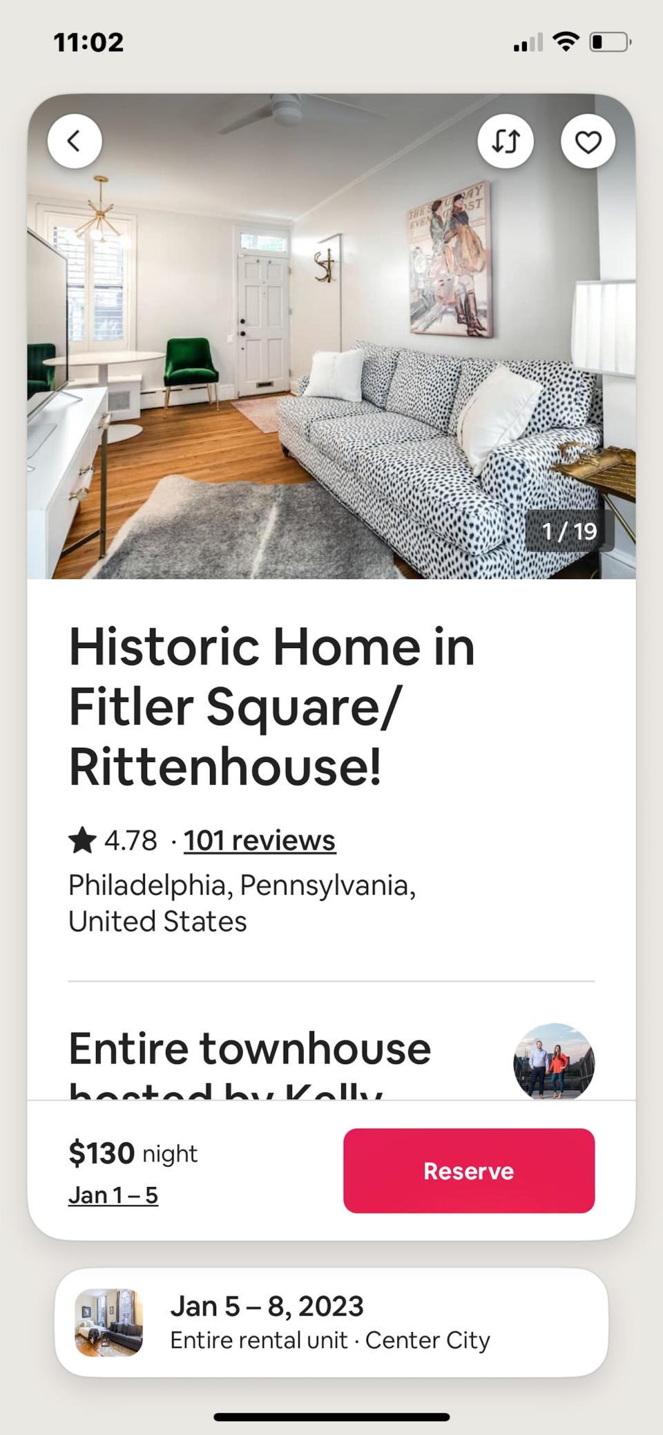 A screenshot of the Airbnb listing of Molly Flaherty's home.