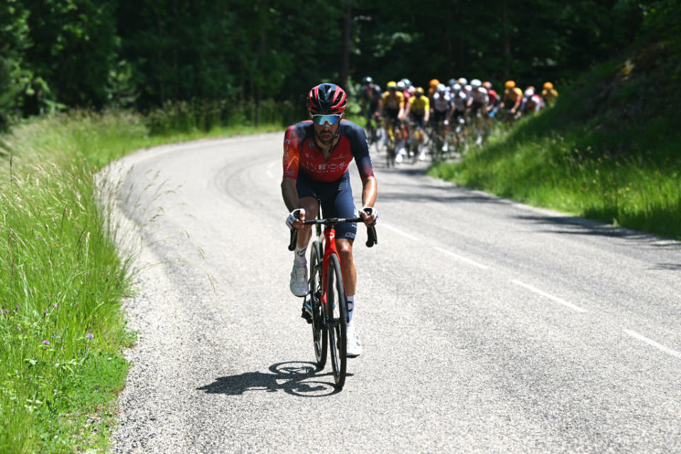 GRENOBLE ALPES MTROPOLE FRANCE  JUNE 11 Jonathan Castroviejo of Spain and Team INEOS Grenadiers competes in the chase group during the 75th Criterium du Dauphine 2023 Stage 8 a 1528km stage from Le PontdeClaix to La Bastille  Grenoble Alpes Mtropole 498m  UCIWT  on June 11 2023 in Grenoble Alpes Mtropole France Photo by Dario BelingheriGetty Images