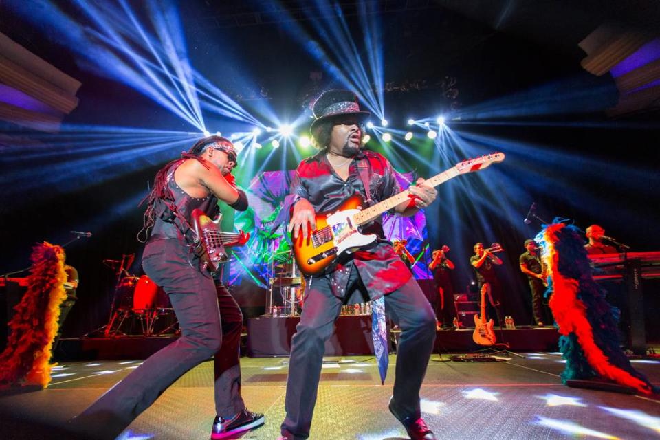 Bassist Steve Lashley and guitarist Jeffery Reeves of KC and the Sunshine Band perform at the Palladium in 2013 in Los Angeles. The band is the opening act at the new Sound Amphitheater in April in what’s a busy spring and summer of entertainment in South Mississippi. Paul A. Hebert/Paul A. Hebert/Invision/AP