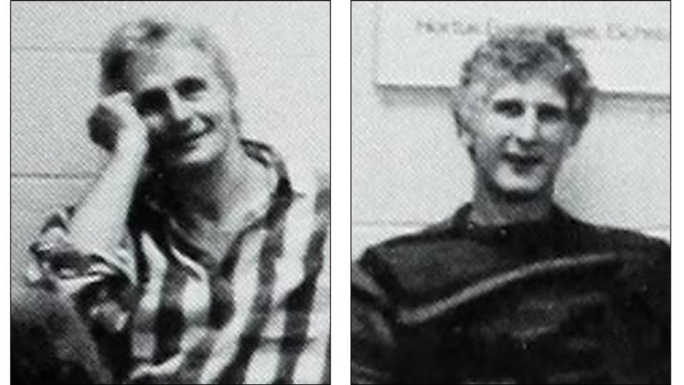 Richard Kuch, left, and Richard Gain, right, taken from a photo of the dance faculty from the 1989 North Carolina School of the Arts yearbook.