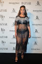 <p>The American model showed off her curves in a see-through beaded dress by Marina Rinaldi.<br><i>[Photo: Getty]</i> </p>