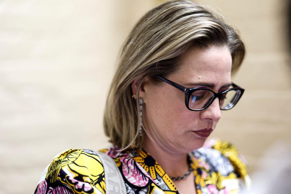 Sen. Kyrsten Sinema (D-AZ) sent Democrats into crisis when she jumped onto a Republican amendment to the Inflation Reduction Act of 2022. (Getty Images)