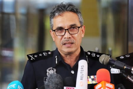 Negeri Sembilan State Police Chief Mohamad Mat Yusop speaks during a news conference at Negeri Sembilan Police Headquaters in Seremban