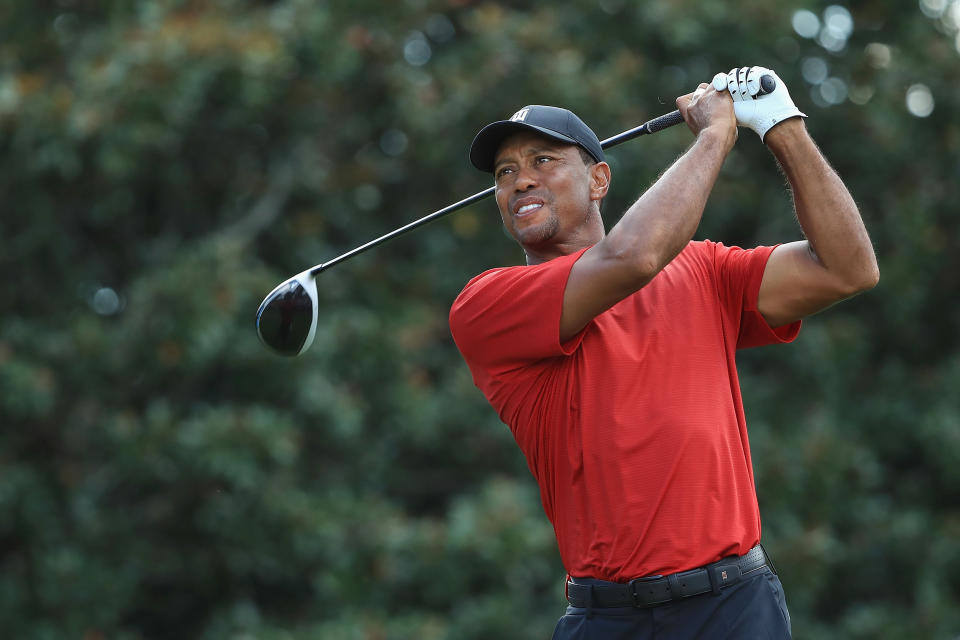 Image: Tiger Woods plays a shot during the Tour Championship (Sam Greenwood / Getty Images file)