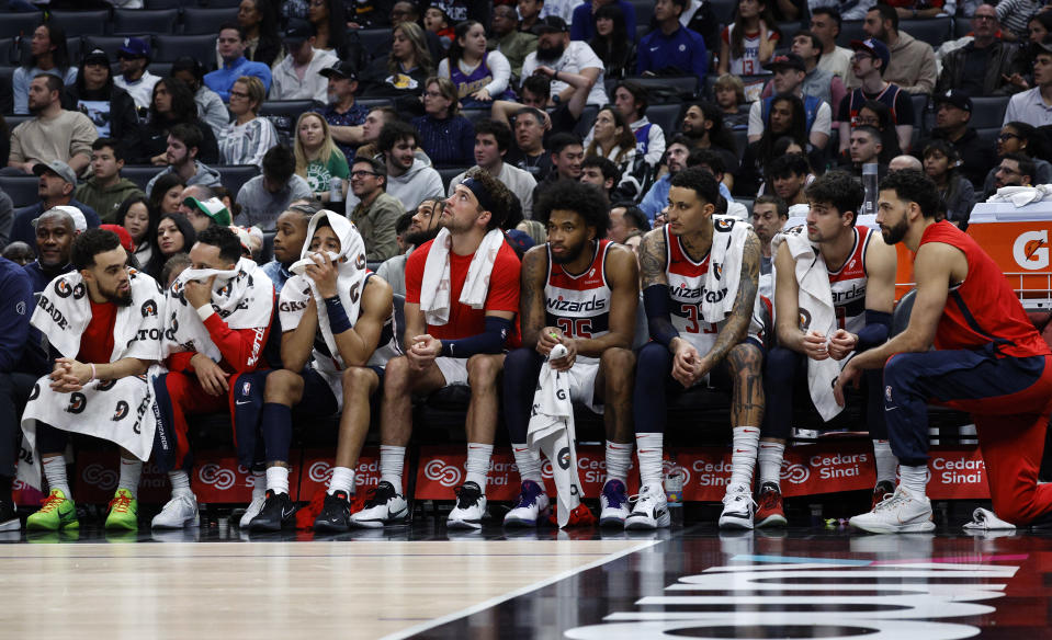 華盛頓巫師隊在2024年2月份1場勝利都沒有。（NBA Photo by Kevork Djansezian/Getty Images）