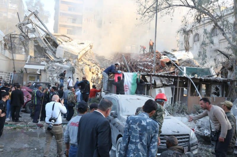 A senior Iranian military commander was killed in Damascus on Monday during an airstrike next to the country’s embassy in Syria, according to Iranian media, which is accusing Israel of carrying out the attack. Photo by Youssef Dafawwi/EPA-EFE