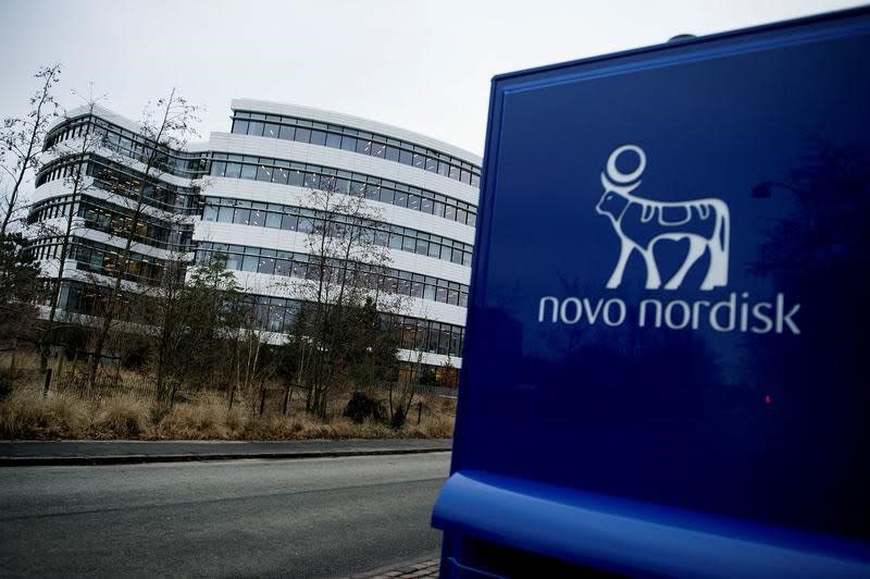 Novo Nordisk logo is seen in Bagsvaerd outside of Copenhagen, Denmark February 1, 2017. Scanpix Denmark/Liselotte Sabroe via REUTERS