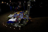 Soccer Football - Cardiff City - Cardiff City Stadium, Cardiff, Britain - January 22, 2019 General view of tributes left outside the stadium for Emiliano Sala REUTERS/Rebecca Naden