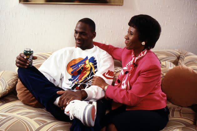 Michael Jordan sits alongside his mother, Deloris Jordan, for the ABC special 