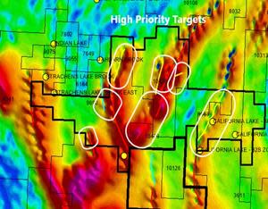 California Lake VMS Project High Priority Targets Identified over Magnetic-Conductive Analysis