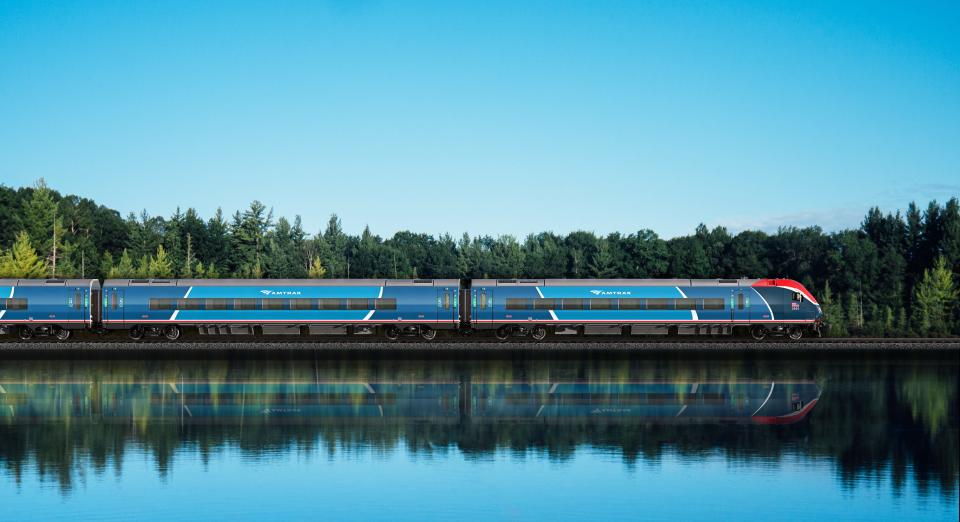 Amtrak's new Airo train, scheduled to debut in 2026 as a more sustainable option for travelers.