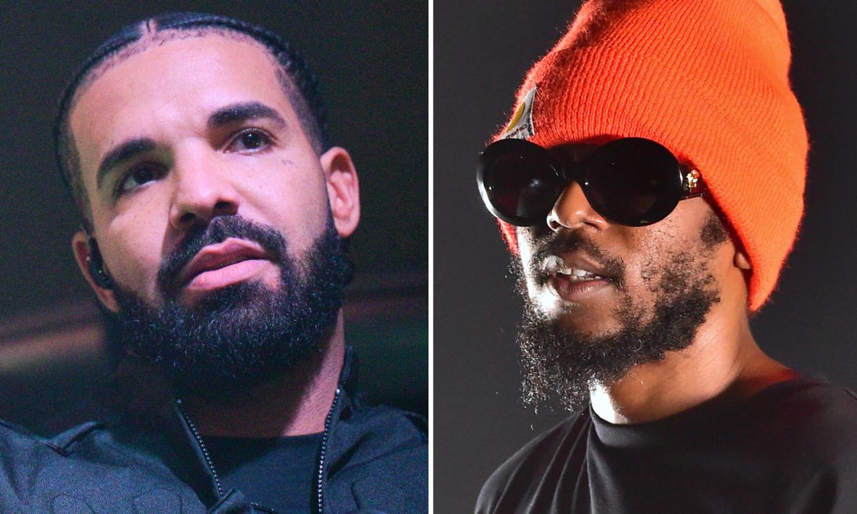<span>Drake and Kendrick Lamar began their relationship collaborating together but have ramped up lyrical shots at each other in recent weeks.</span><span>Composite: Getty</span>