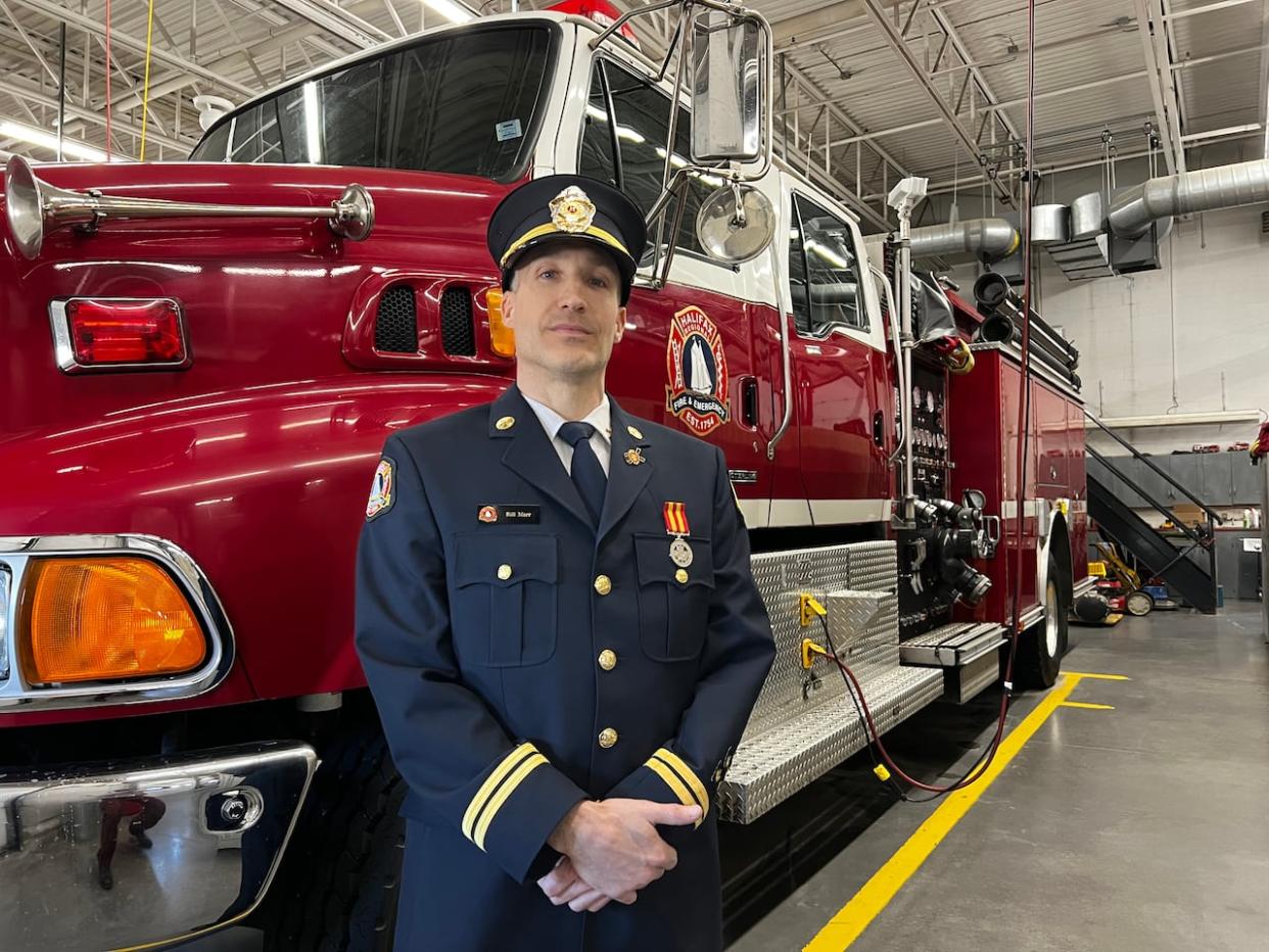 Firefighter Billy Marr, who died of colorectal cancer, is shown in a 2022 photo. (Jean Laroche/CBC - image credit)