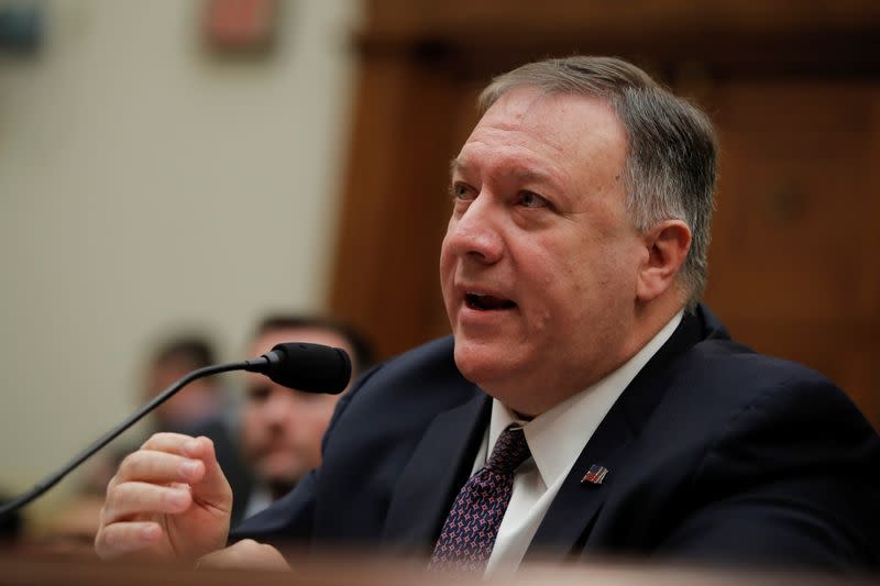 U.S. Secretary of State Mike Pompeo testifies before the House Foreign Affairs Committee on Capitol Hill, in Washington