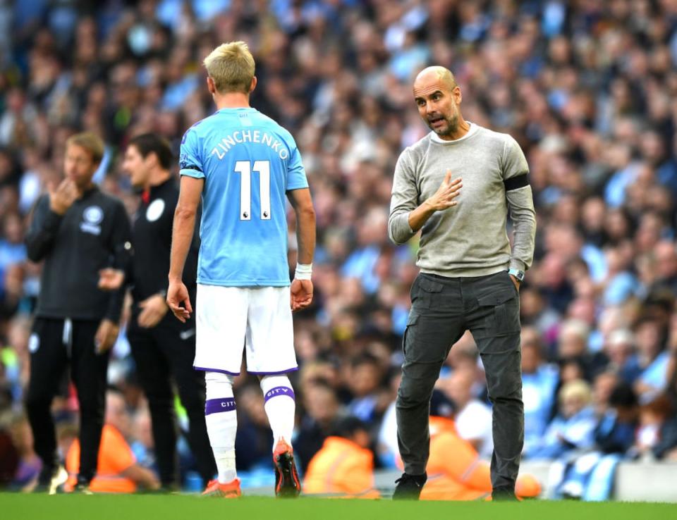 Guardiola expressed ‘gratitude for the effort’ as Zinchenko left for Arsenal. The Ukranian was a useful squad player (Getty Images)