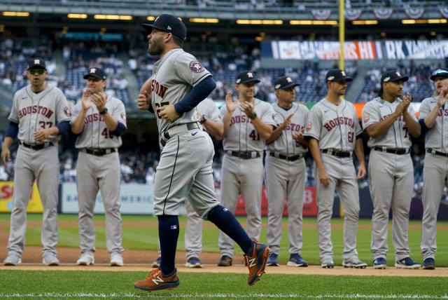 Houston, Texas, USA. 20th May 2013. Houston Astros infielder Jose Altuve  #27 jogs towards the bench prior to the MLB baseball game between the  Houston Astros and the Kansas City Royals from