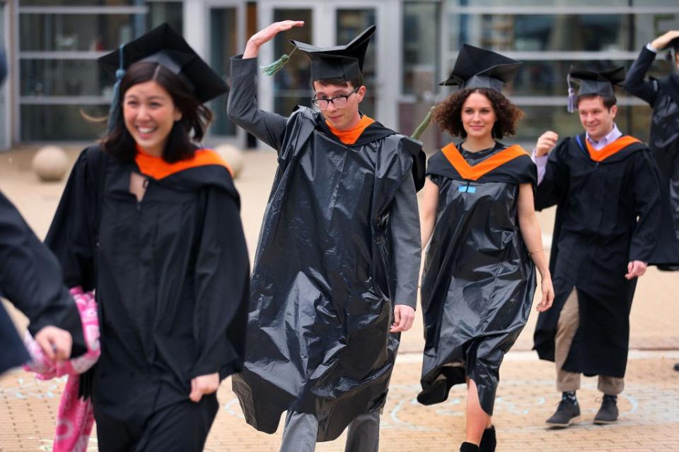 March 12: A “fauxmencement” for seniors two months early at the Olin College of Engineering in Needham, Massachusetts. (Getty Images)