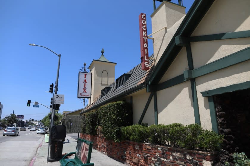 LOS ANGELES, CALIF. -- TUESDAY, JULY 30, 2019: Taix restaurant, which dates to 1912 and has been in its current location since 1962, will be sold to make way for a new mixed-use development in Los Angeles, Calif., on July 30, 2019. (Gary Coronado / Los Angeles Times)