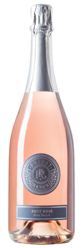 The 2018 Brut Rose from Priest Ranch in Napa Valley. It’s made from estate grown syrah. A beautiful salmon color, the wine is smooth and balanced with layers of red fruits like strawberry, and also some peach.