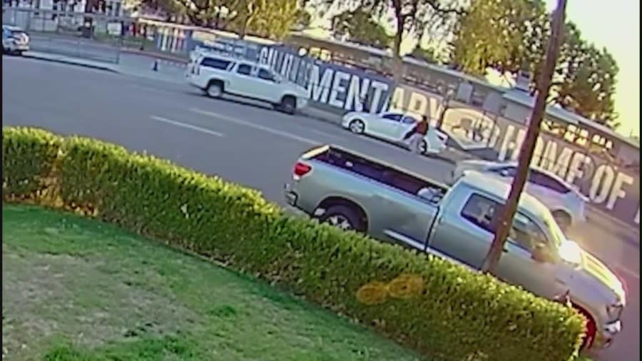 Video captures the terrifying moment a suspected DUI driver slams into a car and narrowly misses bystanders before crashing into a Downey school playground on Jan. 25, 2024. (Gabby Enciso)