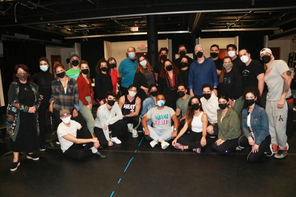 Gloria Estefan visits the cast of “On Your Feet!” during rehearsals at Actors’ Playhouse at the Miracle Theatre on Jan. 19, 2022.