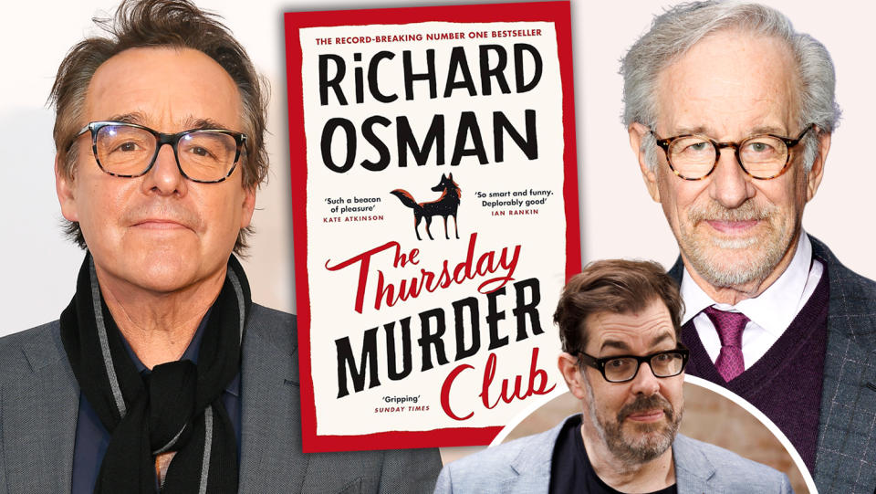 Chris Columbus, Steven Spielberg and 'The Thursday Murder Club' by Richard Osman (inset)