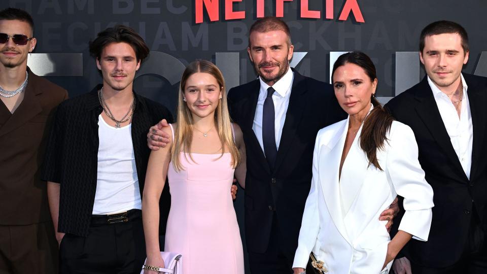 Romeo Beckham, Cruz Beckham, Harper Beckham, David Beckham, Victoria Beckham, Brooklyn Beckham 'Beckham' TV show premiere