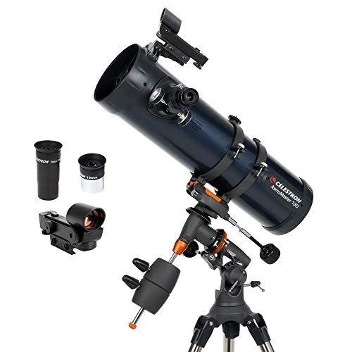 <p><strong>Celestron</strong></p><p>amazon.com</p><p><strong>$546.23</strong></p><p><a href="https://www.amazon.com/dp/B000MLL6RS?tag=syn-yahoo-20&ascsubtag=%5Bartid%7C10055.g.33608427%5Bsrc%7Cyahoo-us" rel="nofollow noopener" target="_blank" data-ylk="slk:Shop Now;elm:context_link;itc:0;sec:content-canvas" class="link ">Shop Now</a></p><p>This reflector telescope is popular for <strong>super clear images of planets, likely thanks to the 114mm aperture</strong>. With excellent accessories included, such as two eyepieces, a tripod, a downloadable astrology software program, and a StarPointer red dot finderscope, this telescope is ready to go out of the box. Reviewers love the clarity on this telescope for the $250 price point.</p>