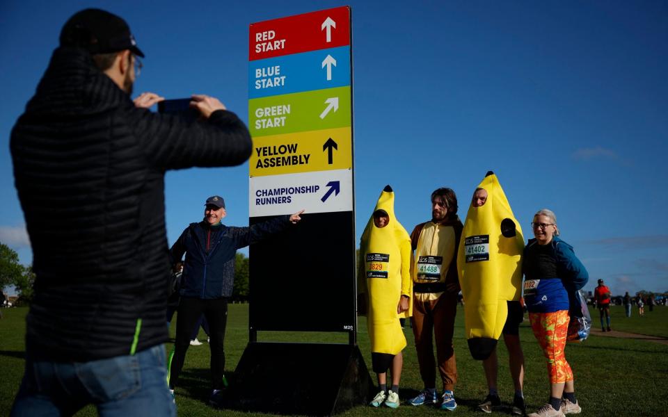 Bananas running the marathon