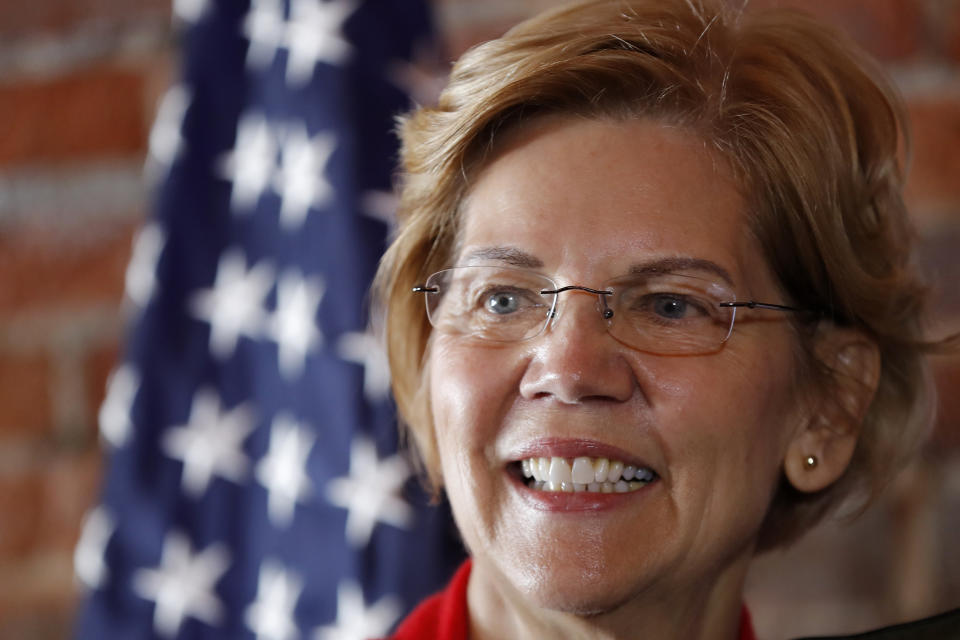 2020 Democratic presidential candidate Sen. Elizabeth Warren speaks to local residents during an organizing event, Friday, March 1, 2019, in Dubuque, Iowa. (AP Photo/Charlie Neibergall)