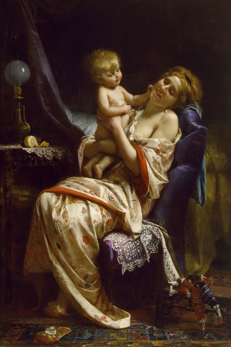 painted image of woman with child