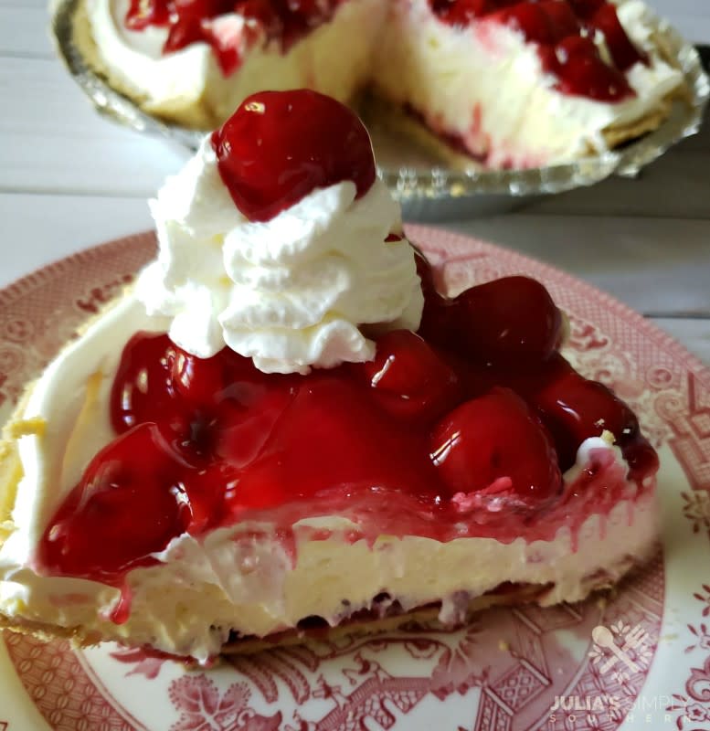 <p>Julia's Simply Southern</p><p>When you love cheesecake, but crave pie.</p><p><strong>Get the recipe: <a href="https://juliassimplysouthern.com/2019/09/no-bake-layered-cherry-pie.html" rel="nofollow noopener" target="_blank" data-ylk="slk:Cherry Cheesecake Pie;elm:context_link;itc:0;sec:content-canvas" class="link ">Cherry Cheesecake Pie</a></strong></p>