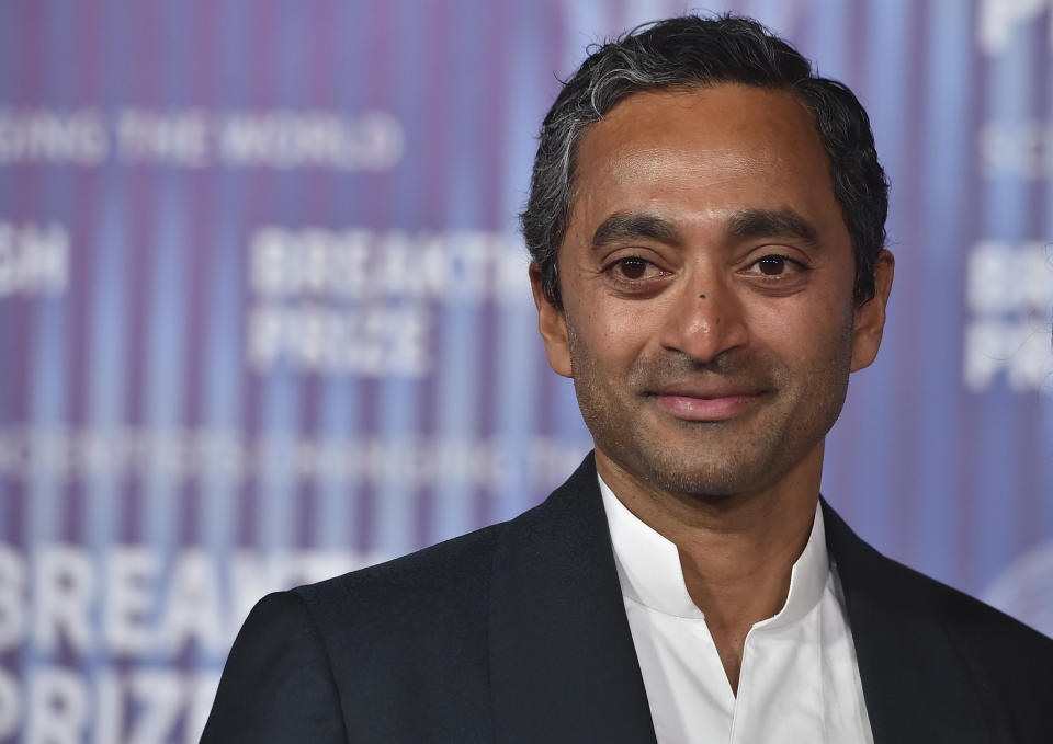 Chamath Palihapitiya arrives at the 10th Breakthrough Prize Ceremony on Saturday, April 13, 2024, at the Academy Museum of Motion Pictures in Los Angeles. (Photo by Jordan Strauss/Invision/AP)