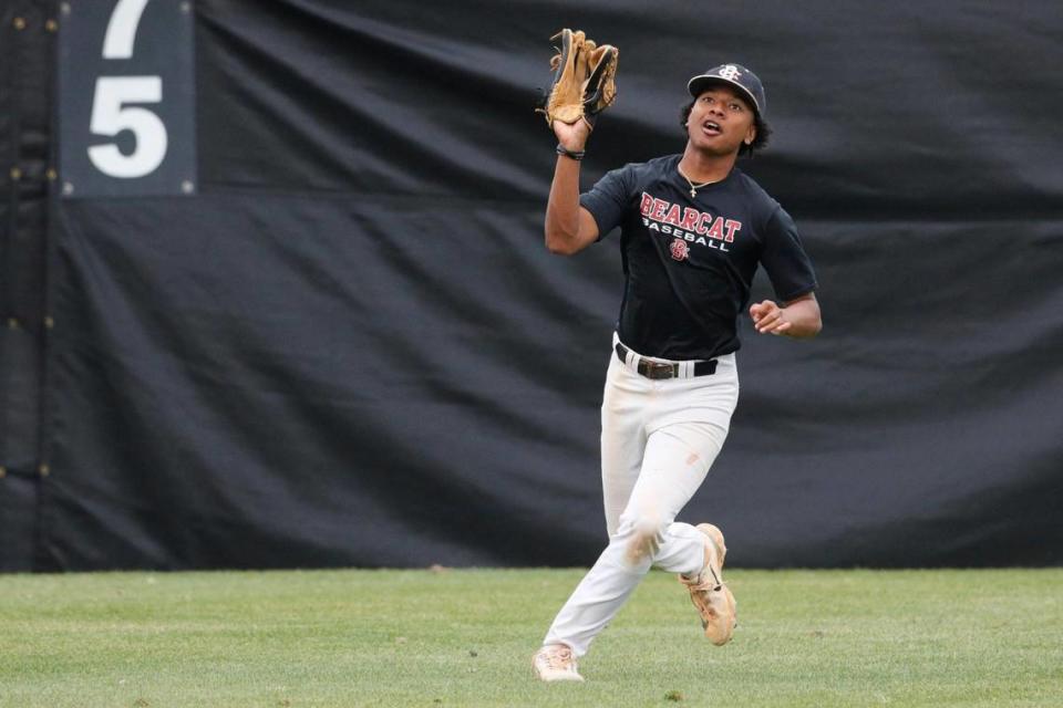 Brookland-Cayce’s BJ Etheridge practices baseball on Wednesday, April 26, 2023.