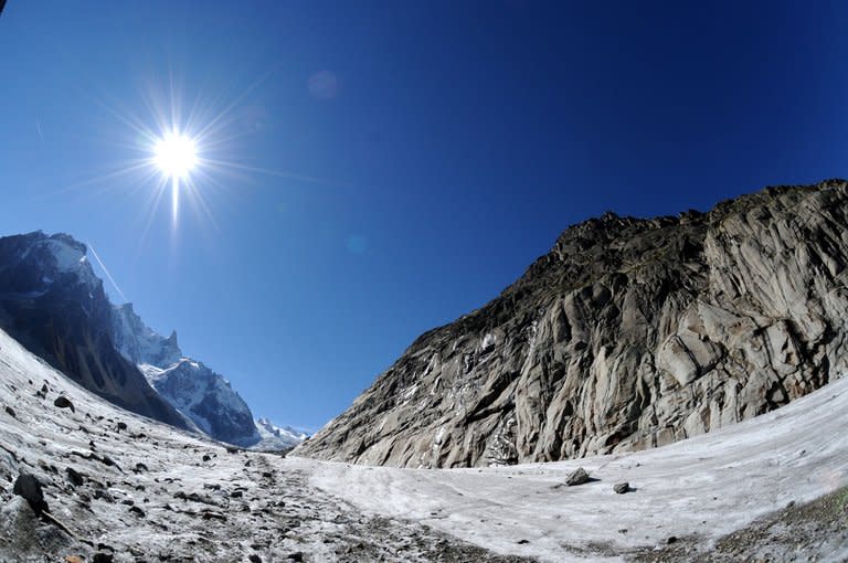 Photo illustration shows Chamonix region in France. Devoured by a giant squash, engulfed by flood or flames, frozen in a nuclear winter or new ice age, mankind has looked to The End with fear and fascination since the dawn of civilisation