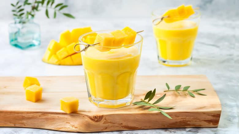 Mango lassi in glasses