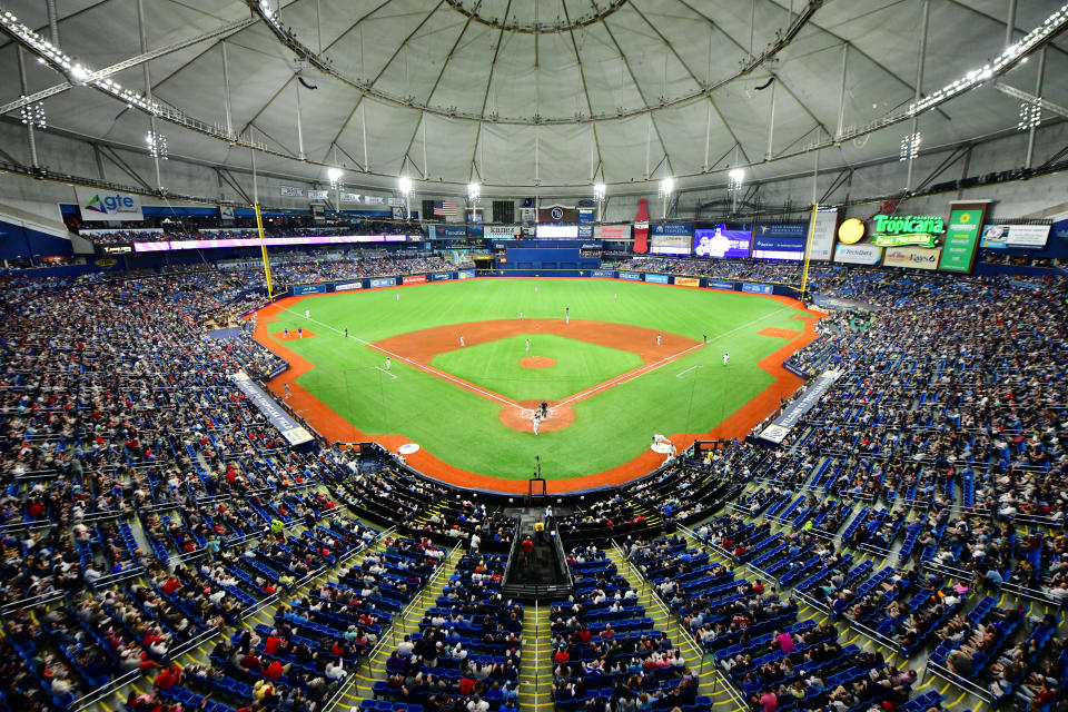 ST. PETERSBURG, FLORIDA - APRIL 20: A general view of Tropicana Field during the sixth inning of a game between the Tampa Bay Rays and the Boston Red Sox on April 20, 2019 in St. Petersburg, Florida. (Photo by Julio Aguilar/Getty Images)