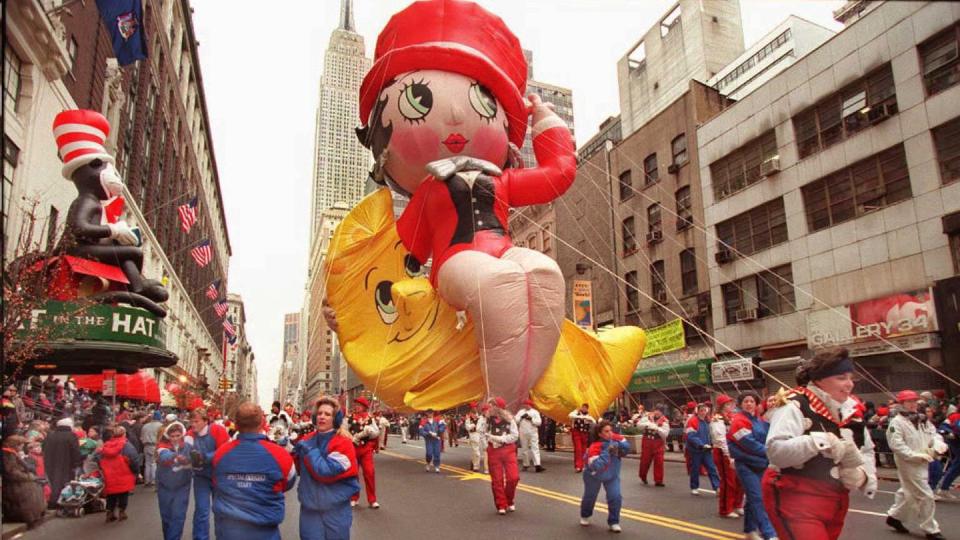 Handlers pull the Betty Boop balloon past Macy's d