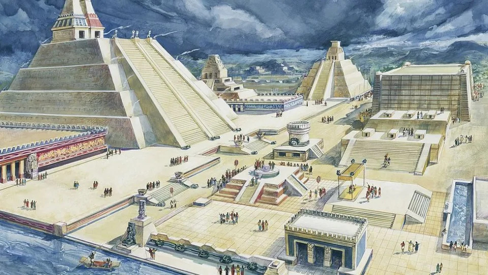 Dibujo representanto Tenochtitlan.