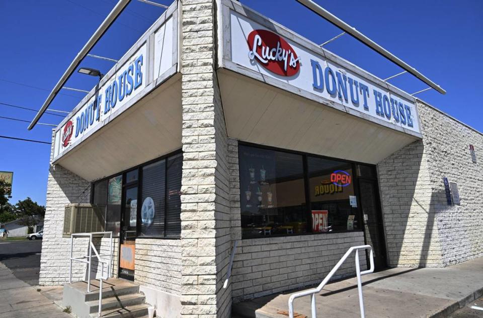 Judy Taing, left, with her mother Lee Taing, center, and sister Katie Taing, right, talk about their impending move after the property owner gave them notice to leave, closing down the family’s Lucky’s Donut House location after over 30 years at Shields and West avenues. Photographed Monday, May 20, 2024.