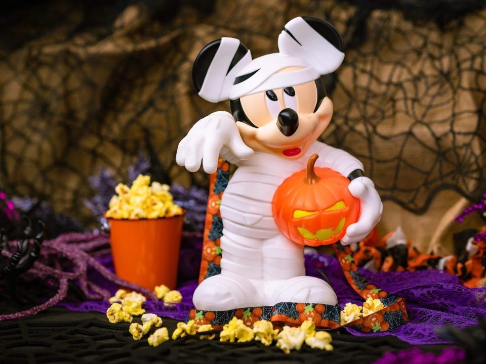 A Mickey Mouse mummy popcorn bucket that's being sold at theme parks in 2022.