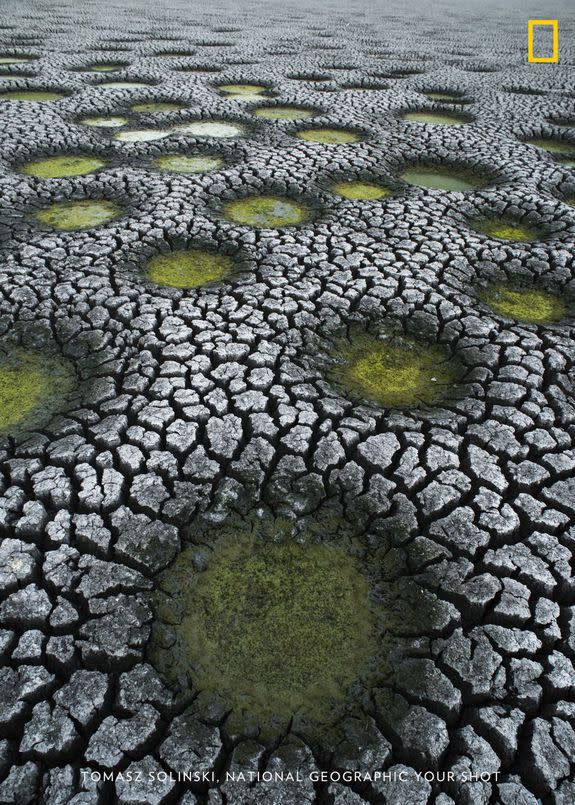 Dried-up ponds in Israel caused by a lack of rain.