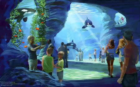 An artist's rendering of Sea World's new killer whale habitat expansion project, Blue World, is shown in this handout provided by Sea World, September 25, 2015. REUTERS/Sea World/Handout