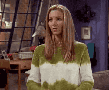 Phoebe from "Friends" looking relieved.